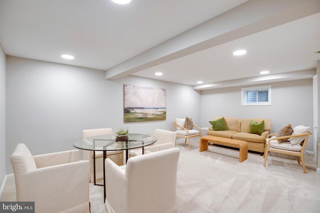 3306 Landover St, Alexandria, VA 22305 - living area featuring light carpet, recessed lighting, and baseboards