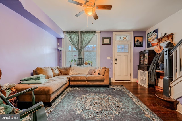 2744 Pelham Ave, Baltimore, MD 21213 - living room featuring a ceiling fan and wood finished floors