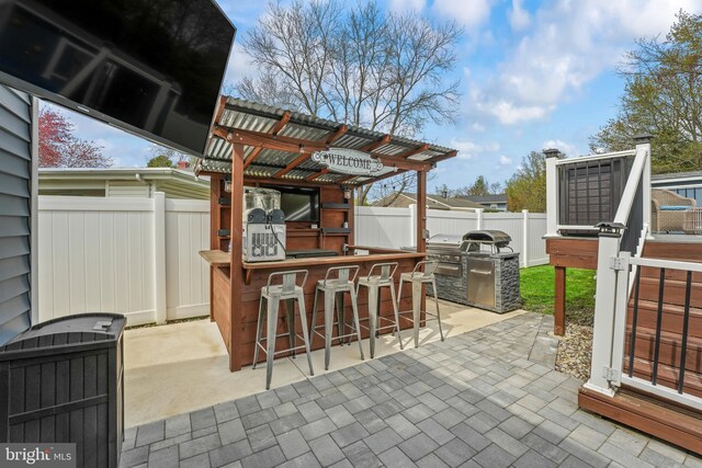 16 Century Way, Hamilton, NJ 08690 - view of patio / terrace featuring fence private yard, area for grilling, a pergola, and outdoor wet bar