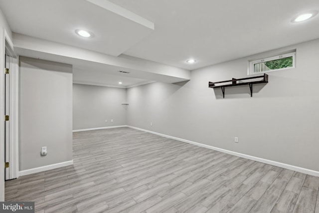 7112 Bonniemill Ln, Springfield, VA 22150 - basement featuring baseboards, wood finished floors, and recessed lighting