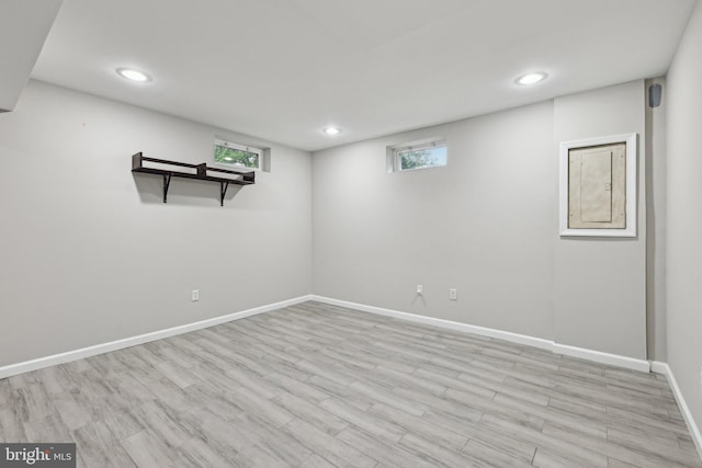 7112 Bonniemill Ln, Springfield, VA 22150 - below grade area featuring baseboards, recessed lighting, and light wood-style flooring