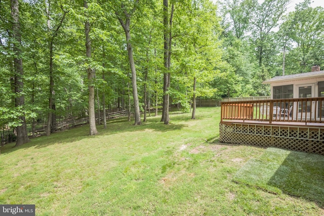13709 Wendover Rd, Silver Spring, MD 20904 - view of yard with a wooden deck and a sunroom