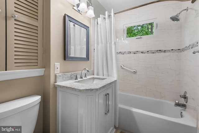 13709 Wendover Rd, Silver Spring, MD 20904 - bathroom with shower / bathtub combination with curtain, toilet, and vanity
