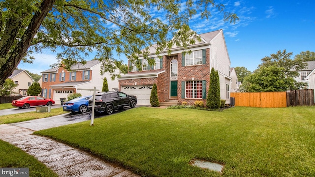 view of front of house with brick siding, a garage, and driveway