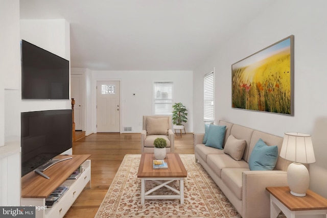 647 Emerson St NE, Washington, DC 20017 - living room featuring light wood-style flooring and visible vents