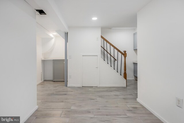 647 Emerson St NE, Washington, DC 20017 - interior space with baseboards, wood finished floors, and recessed lighting