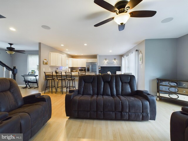 10037 Grapevine Rd, Mardela Springs, MD 21837 - living area with ceiling fan, light wood-type flooring, healthy amount of natural light, and recessed lighting