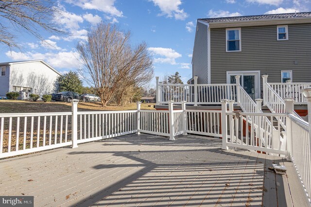 wooden deck with stairway