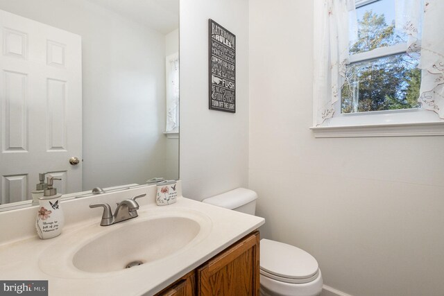 bathroom with toilet and vanity
