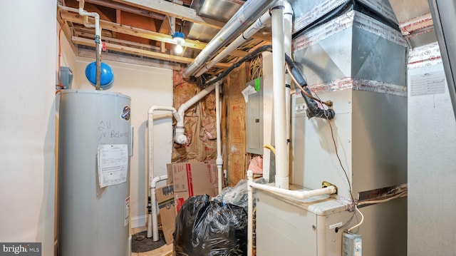 utility room with electric water heater