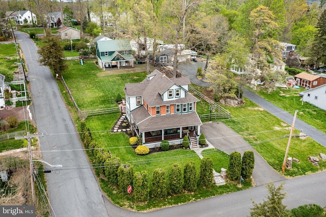 bird's eye view with a residential view