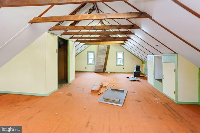 view of unfinished attic