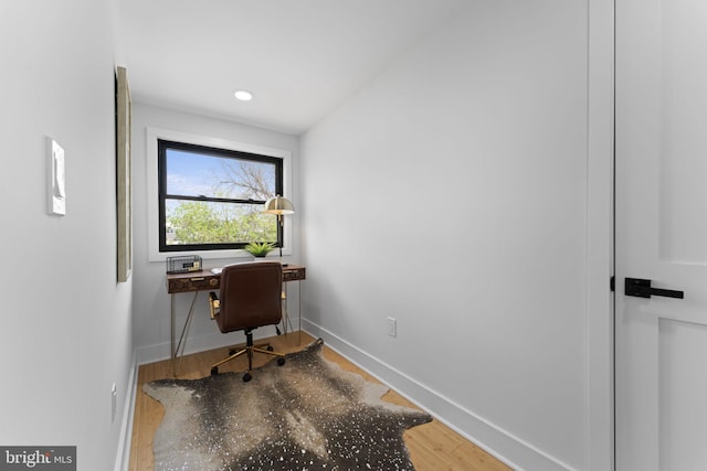 5123 8th St NW, Washington, DC 20011 - home office with baseboards, wood finished floors, and recessed lighting