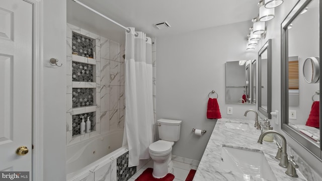 2317 Nantucket Dr, Crofton, MD 21114 - full bath featuring a sink, a combined bath / shower with jetted tub, toilet, and visible vents