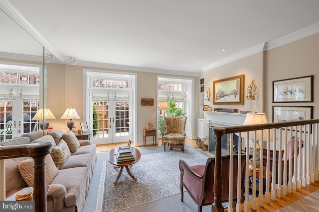 4360 Westover Pl NW, Washington, DC 20016 - living room featuring recessed lighting, french doors, crown molding, and wood finished floors