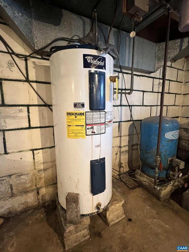 utility room with electric water heater