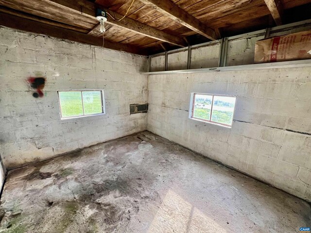 basement with concrete block wall
