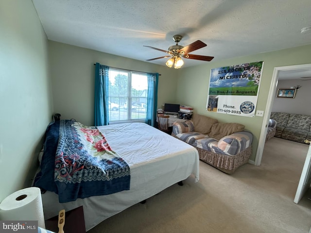 1175 Brook Ct, Front Royal, VA 22630 - bedroom featuring carpet flooring, a ceiling fan, and a textured ceiling