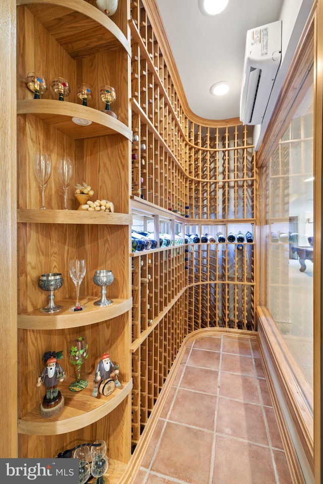 18291 Calumet Ln, Bluemont, VA 20135 - wine cellar with tile patterned floors and an AC wall unit