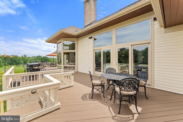 18291 Calumet Ln, Bluemont, VA 20135 - wooden terrace featuring outdoor dining space
