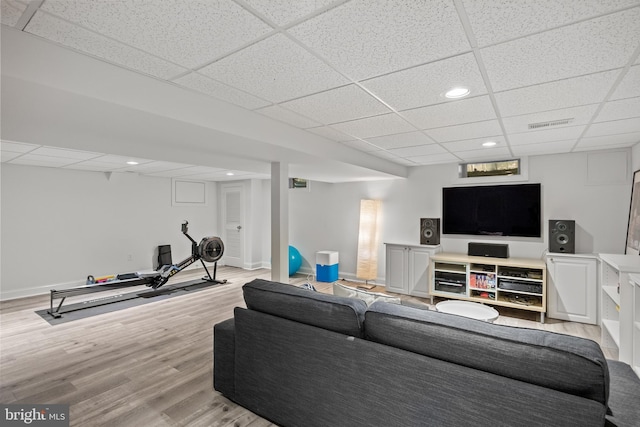 4 Rooftree Rd, Cherry Hill, NJ 08003 - living area with a drop ceiling, wood finished floors, recessed lighting, and baseboards