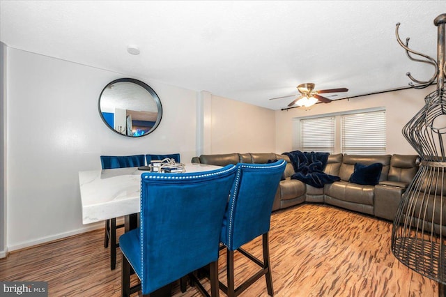 558 Hollyberry Way, Frederick, MD 21703 - dining space featuring baseboards, a ceiling fan, and wood finished floors