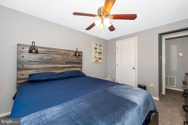 558 Hollyberry Way, Frederick, MD 21703 - bedroom with visible vents, carpet flooring, baseboards, and a ceiling fan