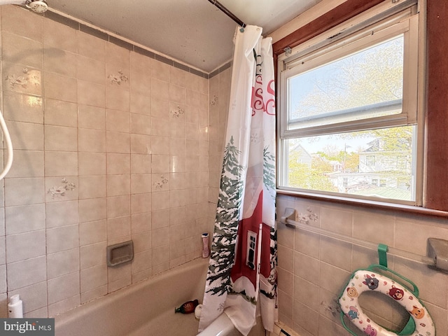 436 Norway Ave, Hamilton, NJ 08629 - bathroom featuring tile walls and shower / bath combo