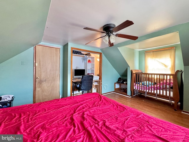 436 Norway Ave, Hamilton, NJ 08629 - bedroom featuring wood finished floors, a ceiling fan, and lofted ceiling