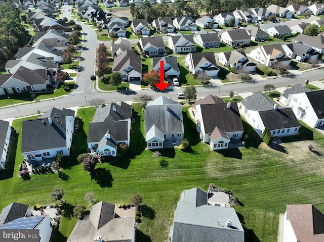 bird's eye view with a residential view
