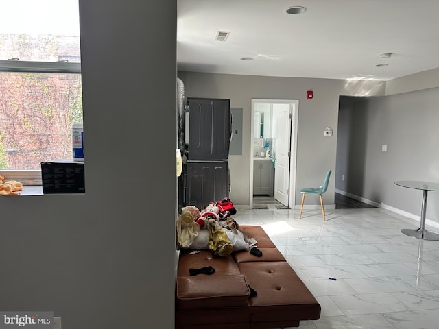2108 Ridge Ave, Philadelphia, PA 19121 - living room featuring visible vents, baseboards, and marble finish floor