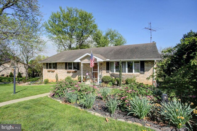 ranch-style house featuring a front yard