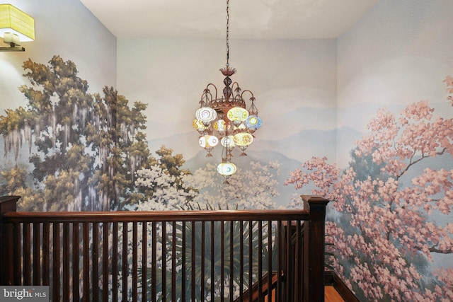interior space featuring an inviting chandelier