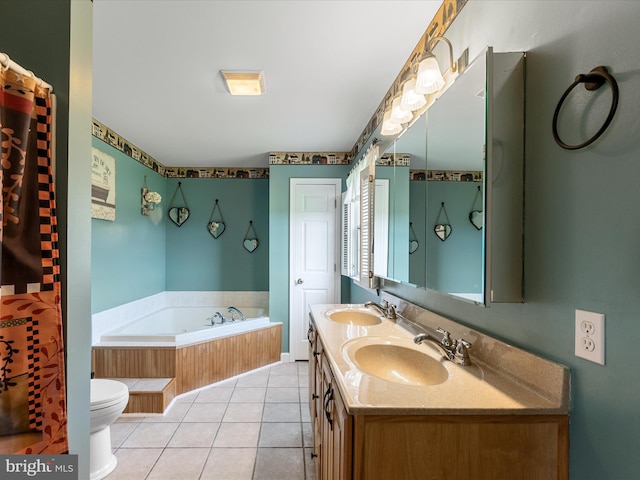 2004 State Road 259 N, Wardensville, WV 26851 - full bathroom featuring a garden tub, a sink, tile patterned flooring, and toilet