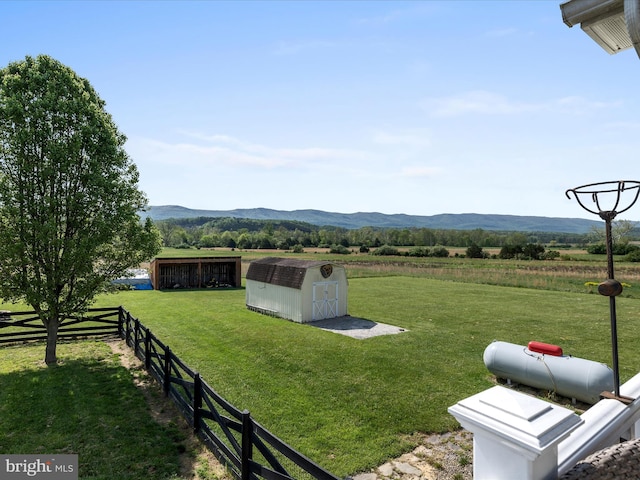 2004 State Road 259 N, Wardensville, WV 26851 - view of yard with fence, an outdoor structure, a mountain view, and a shed