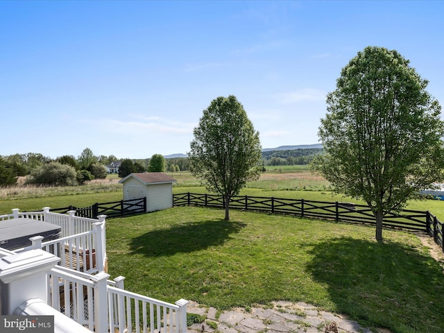 2004 State Road 259 N, Wardensville, WV 26851 - view of yard featuring a fenced backyard, an outdoor structure, a rural view, and a shed