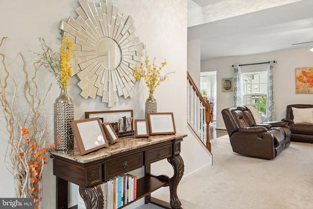 155 Tollerton Trl, Falling Waters, WV 25419 - foyer entrance featuring stairs, carpet floors, and baseboards
