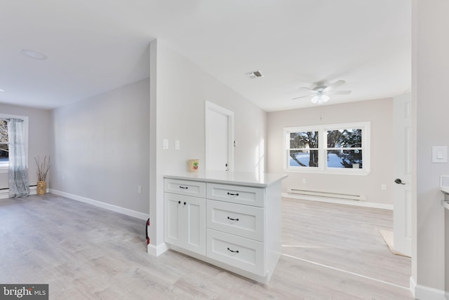 5 Greenmeadow Ln, Whiting, NJ 08759 - corridor with a baseboard heating unit, plenty of natural light, visible vents, and light wood finished floors