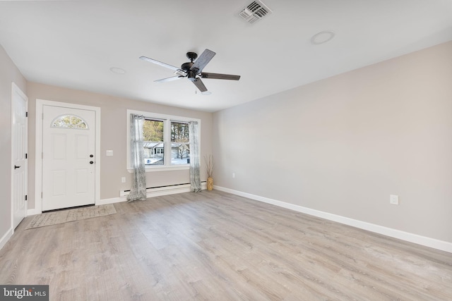5 Greenmeadow Ln, Whiting, NJ 08759 - foyer entrance featuring baseboards, a ceiling fan, wood finished floors, and visible vents