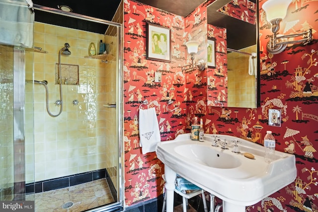 3901 Connecticut Ave NW Unit 402, Washington, DC 20008 - full bath with a stall shower and wallpapered walls