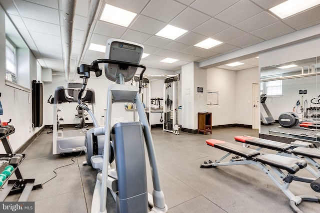 3901 Connecticut Ave NW Unit 402, Washington, DC 20008 - exercise room featuring baseboards and a drop ceiling
