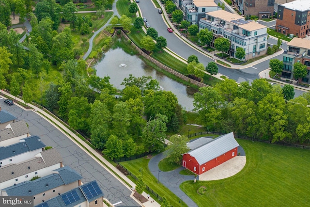 aerial view of a nearby body of water