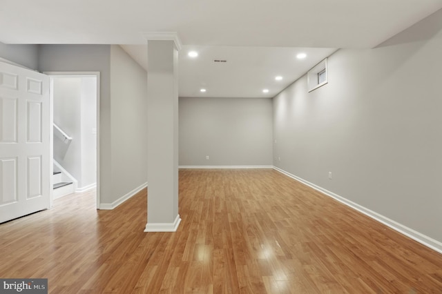 42827 Freedom St, Chantilly, VA 20152 - below grade area featuring light wood-style flooring, baseboards, and recessed lighting
