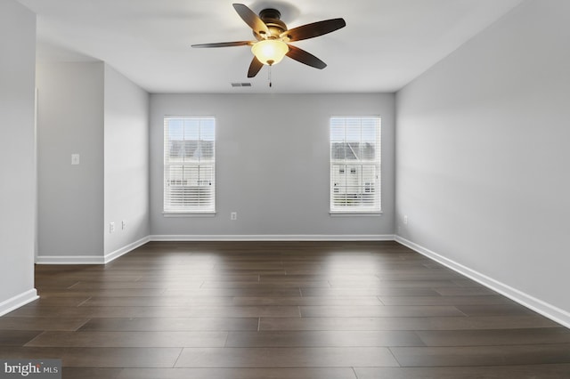 42827 Freedom St, Chantilly, VA 20152 - empty room featuring ceiling fan, baseboards, and dark wood-style floors