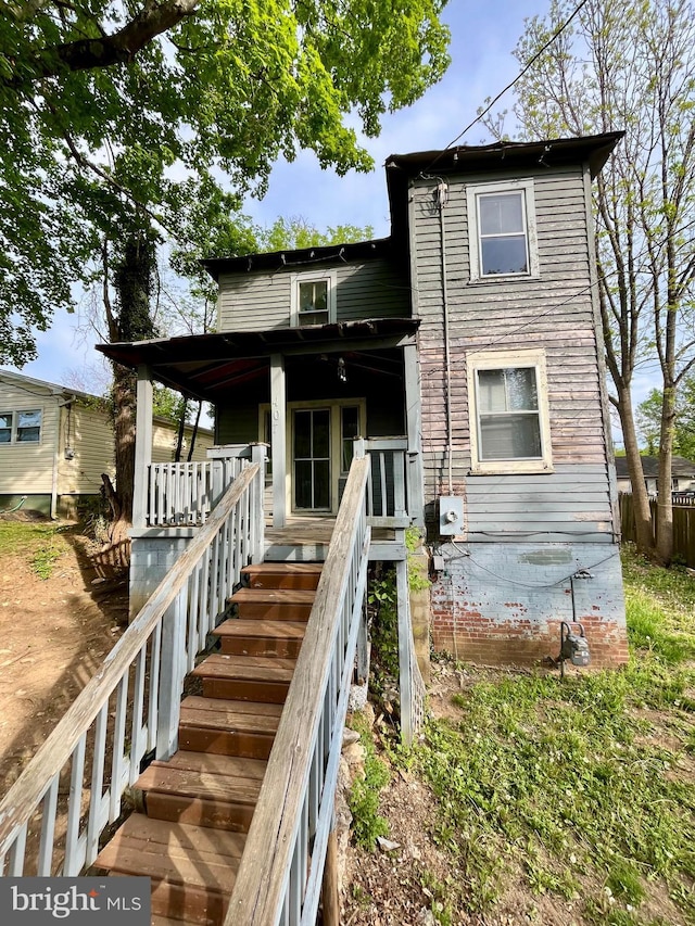 407 Carruthers St, Lexington, VA 24450 - rear view of house with a porch and stairs