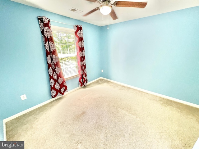 388 Wood Landing Rd, Fredericksburg, VA 22405 - carpeted spare room featuring ceiling fan, visible vents, and baseboards