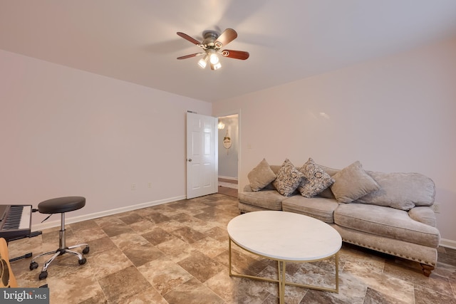 771 W Ridge Rd, Elizabethtown, PA 17022 - living area featuring ceiling fan, stone finish flooring, and baseboards