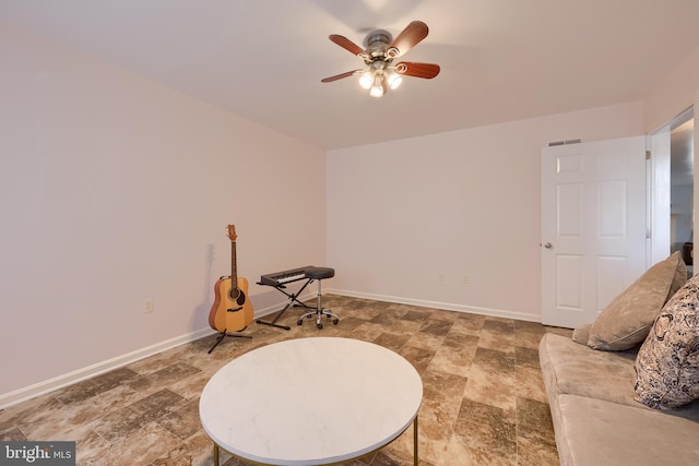 771 W Ridge Rd, Elizabethtown, PA 17022 - sitting room with baseboards, a ceiling fan, stone finish flooring, and visible vents