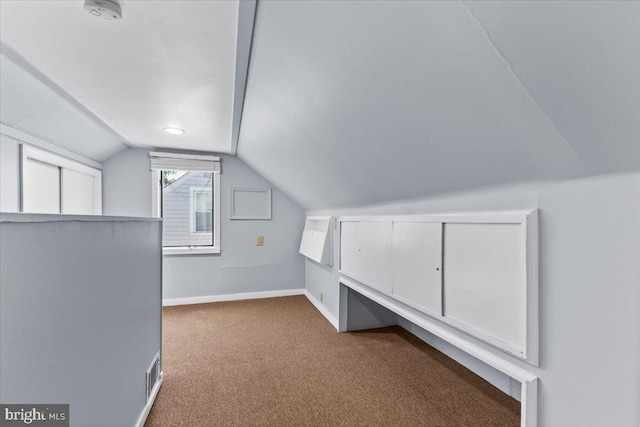 500 Klockner Rd, Hamilton, NJ 08619 - additional living space featuring visible vents, vaulted ceiling, carpet floors, and baseboards