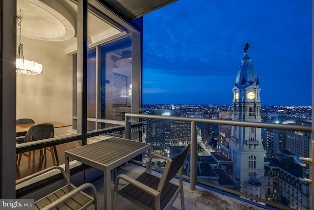 1414 S Penn Sq Unit 34B, Philadelphia, PA 19102 - balcony at night featuring a view of city lights